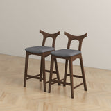 Dorane Solid Wood Frame Grey Fabric Upholstered Bar Stool - Set of 2 by Ashcroft Furniture at Eve Furniture
