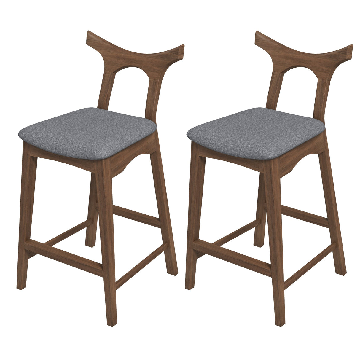 Dorane Solid Wood Frame Grey Fabric Upholstered Bar Stool - Set of 2 by Ashcroft Furniture at Eve Furniture