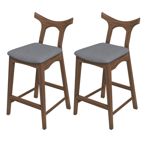 Dorane Solid Wood Frame Grey Fabric Upholstered Bar Stool - Set of 2 by Ashcroft Furniture at Eve Furniture