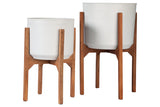 Dorcey White/Brown Planter by ASHLEY FURNITURE at Eve Furniture
