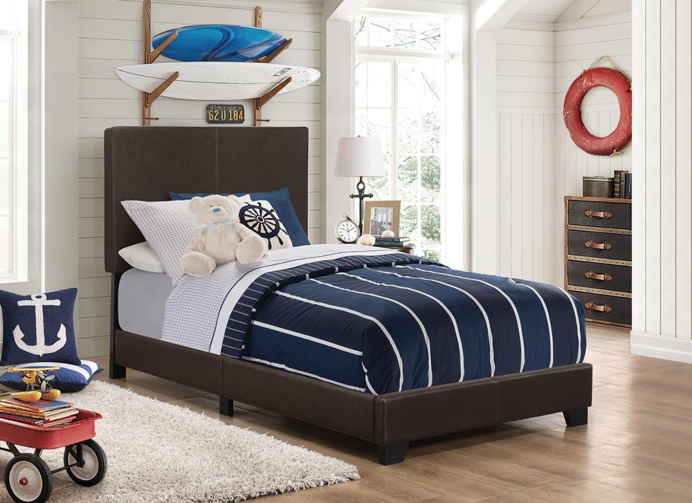 Dorian Brown Upholstered Twin Bed by Coaster at Eve Furniture