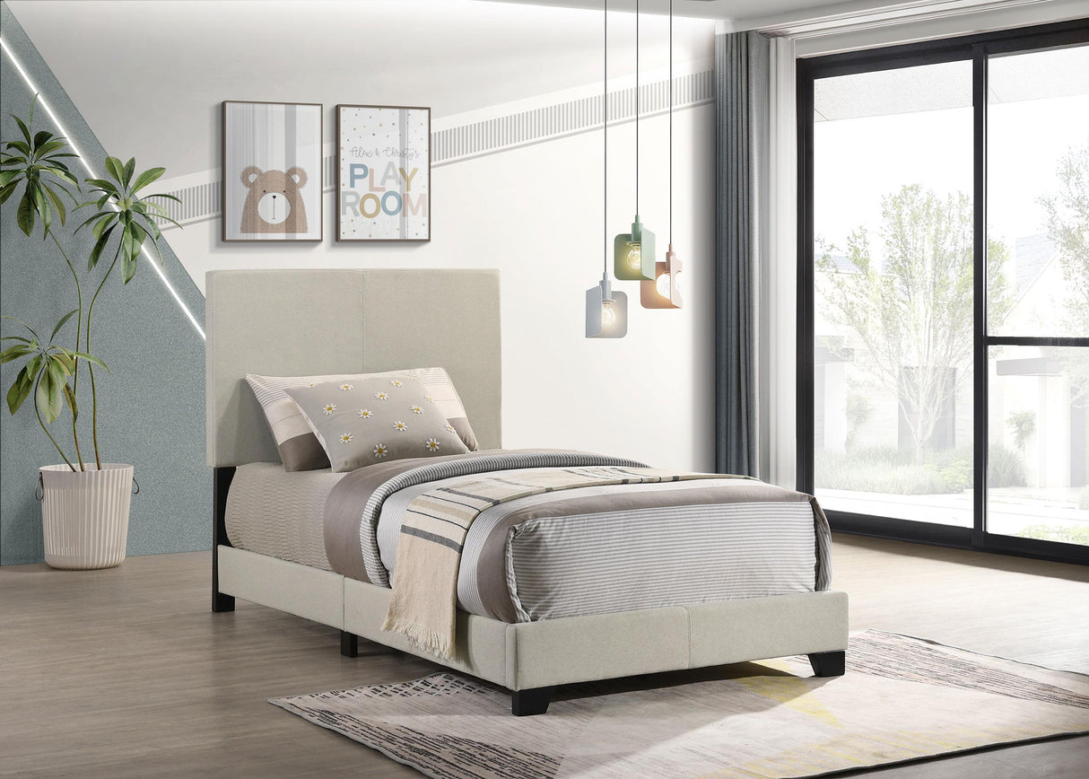 Dorian Cream Upholstered Twin Panel Bed by Coaster at Eve Furniture