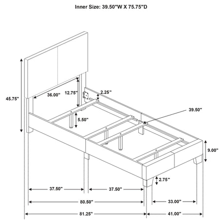 Dorian Taupe Upholstered Twin Panel Bed by Coaster at Eve Furniture