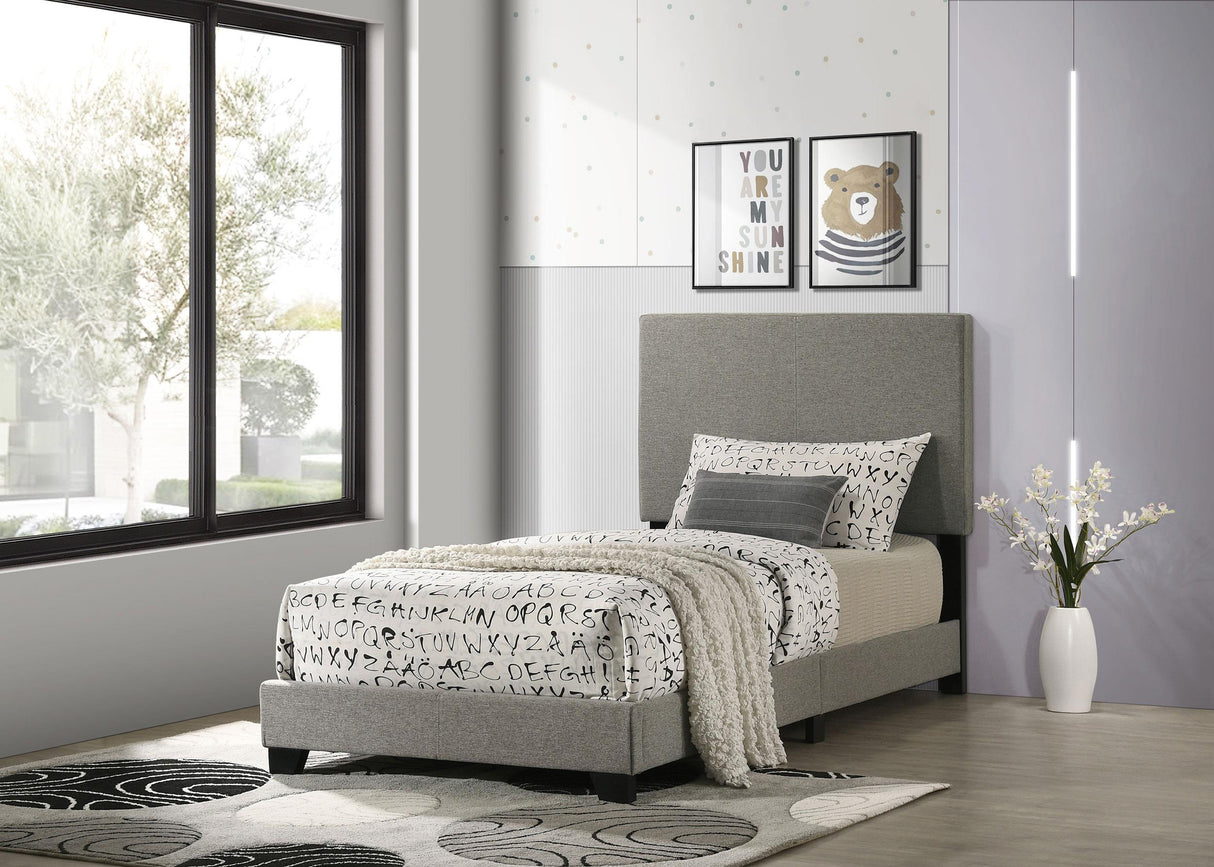 Dorian Taupe Upholstered Twin Panel Bed by Coaster at Eve Furniture