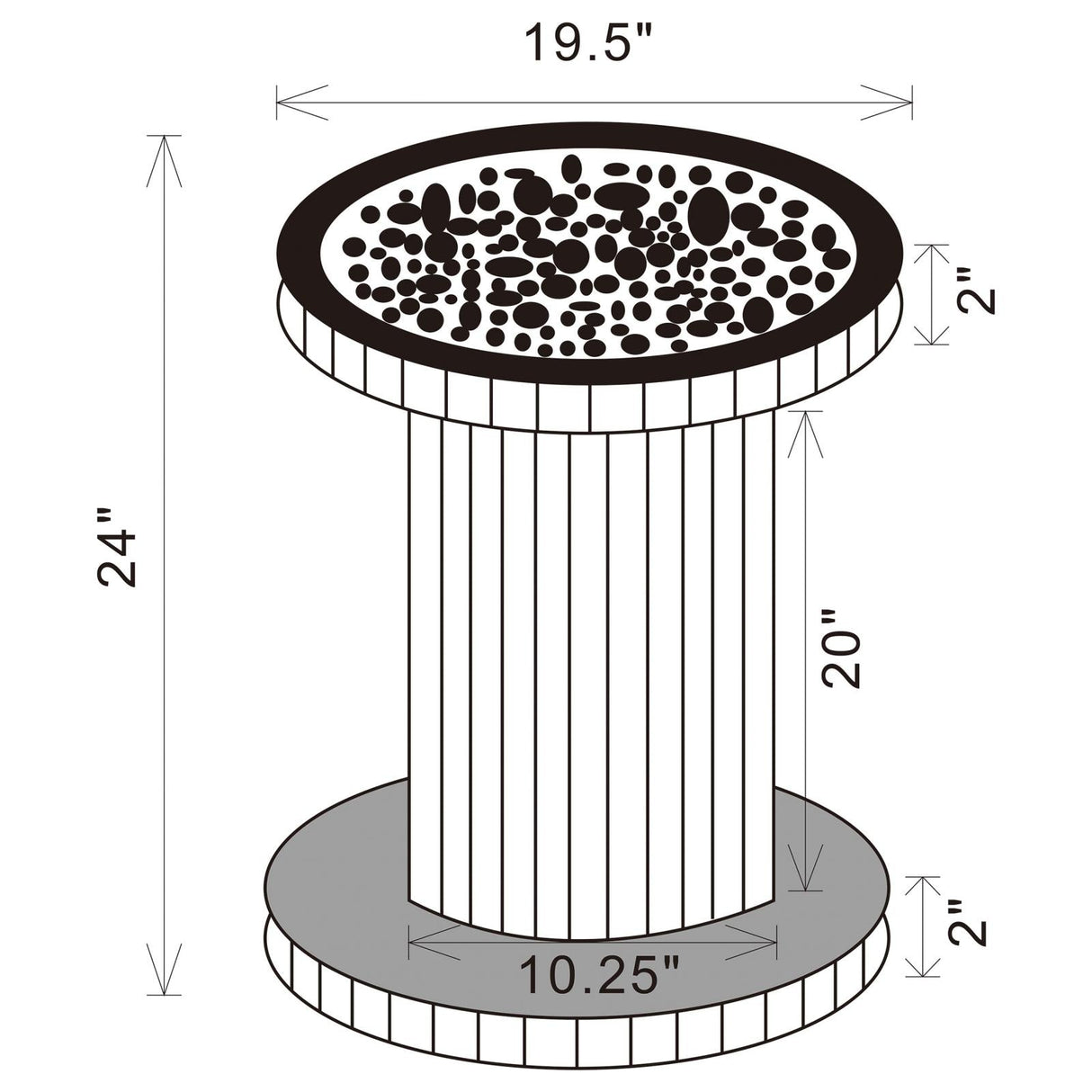 Dorielle Mirror Crystal Inlay Round Top Accent Table