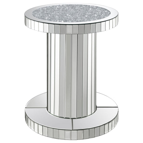 Dorielle Mirror Crystal Inlay Round Top Accent Table by Coaster at Eve Furniture
