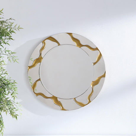 Dorinda Gold 36 x 36 Inch Round Kintsugi Style Wall Mirror by Coaster at Eve Furniture