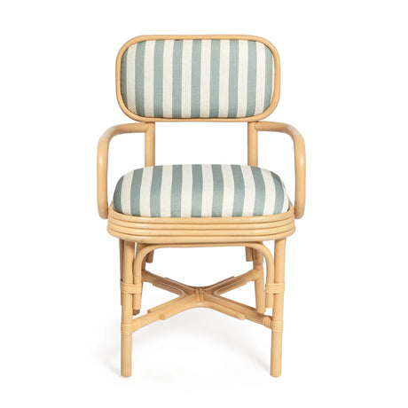 Dorine Striped Performance Linen & Rattan Dining Armchair by TOV Furniture at Eve Furniture