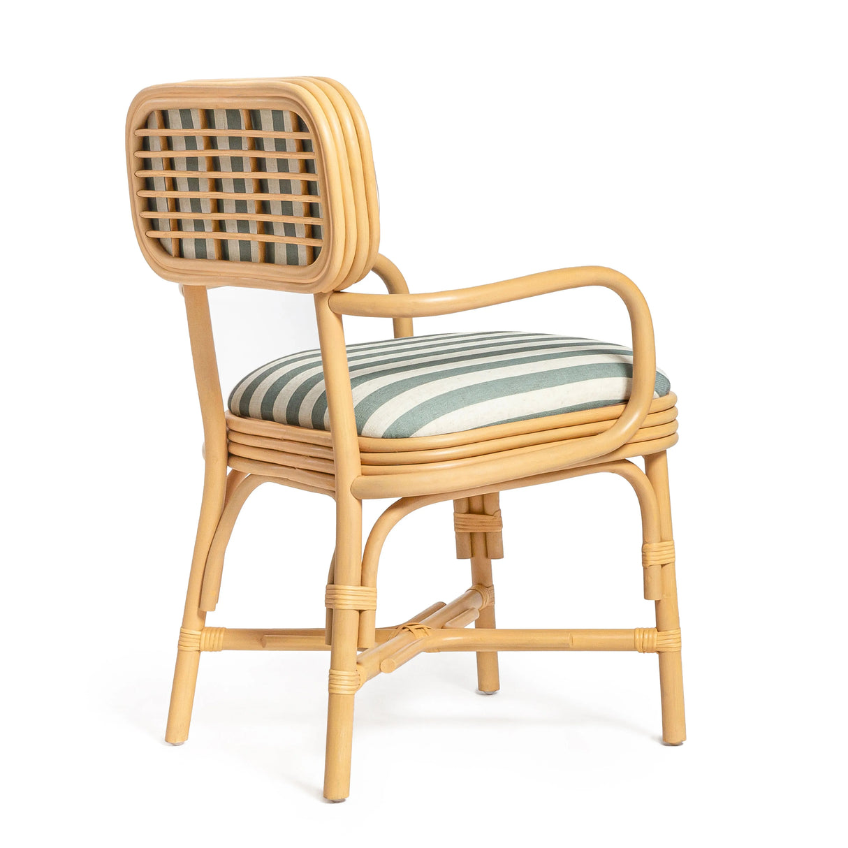 Dorine Striped Performance Linen & Rattan Dining Armchair by TOV Furniture at Eve Furniture