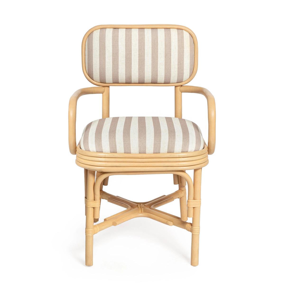 Dorine Striped Performance Linen & Rattan Dining Armchair by TOV Furniture at Eve Furniture