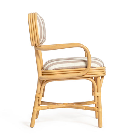 Dorine Striped Performance Linen & Rattan Dining Armchair by TOV Furniture at Eve Furniture