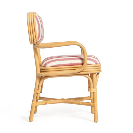 Dorine Striped Performance Linen & Rattan Dining Armchair by TOV Furniture at Eve Furniture
