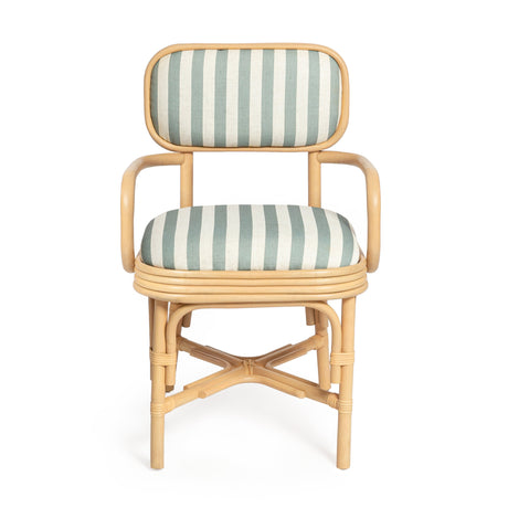 Dorine Striped Performance Linen & Rattan Dining Armchair by TOV Furniture at Eve Furniture