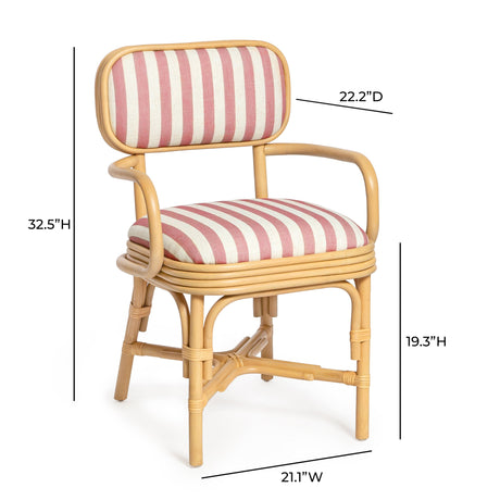 Dorine Striped Performance Linen & Rattan Dining Armchair by TOV Furniture at Eve Furniture