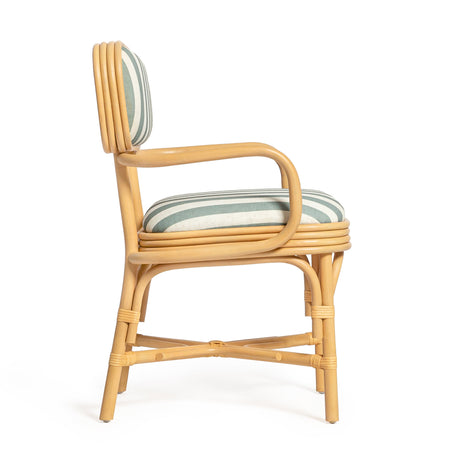 Dorine Striped Performance Linen & Rattan Dining Armchair by TOV Furniture at Eve Furniture