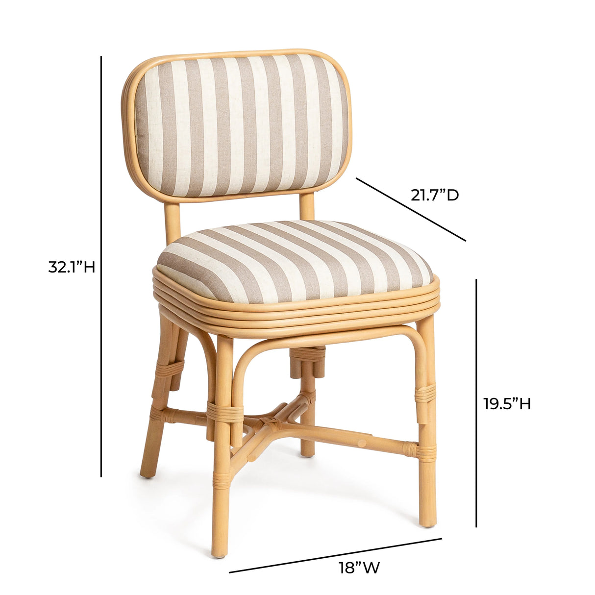 Dorine Striped Performance Linen & Rattan Dining Chair by TOV Furniture at Eve Furniture