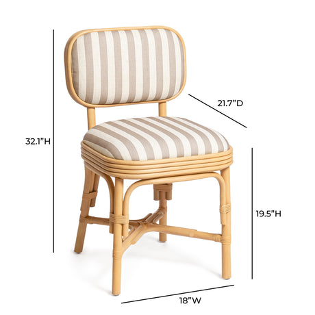 Dorine Striped Performance Linen & Rattan Dining Chair by TOV Furniture at Eve Furniture