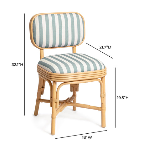 Dorine Striped Performance Linen & Rattan Dining Chair by TOV Furniture at Eve Furniture