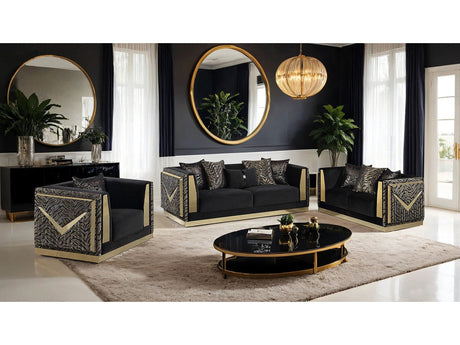 Doriphei Black Velvet/Gold Sofa & Loveseat by Furniture of America at Eve Furniture