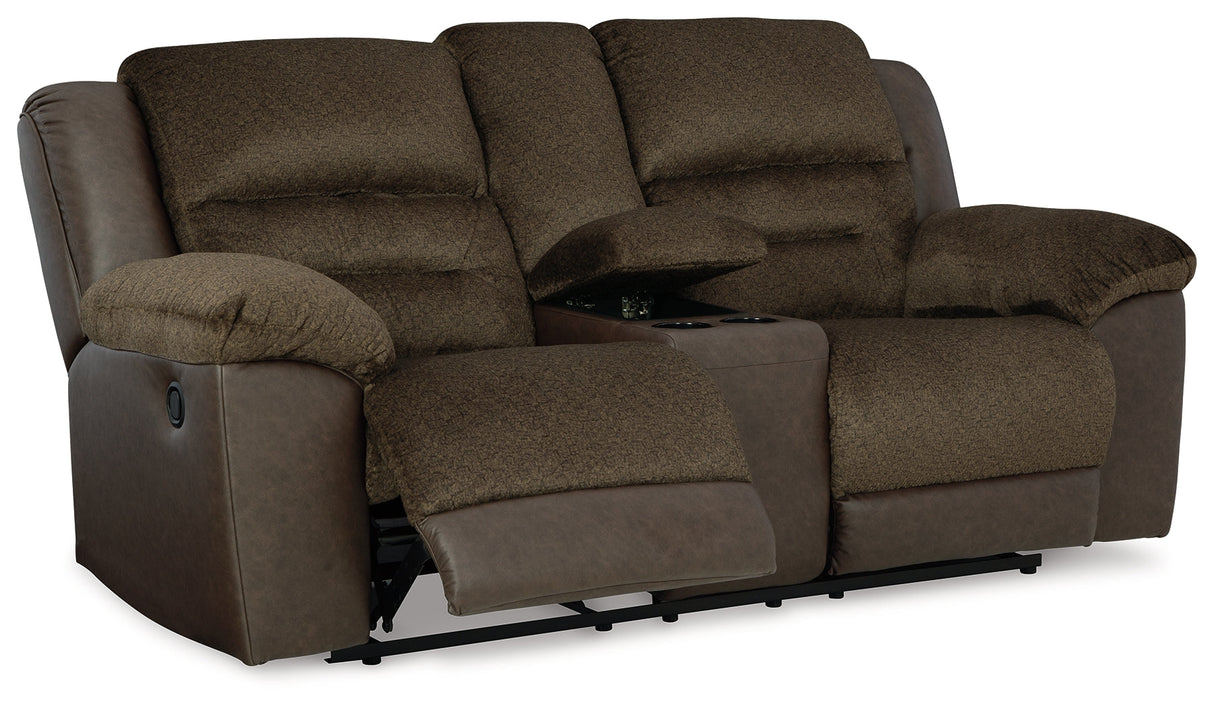 Dorman Chocolate Reclining Loveseat with Console