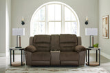 Dorman Chocolate Reclining Loveseat with Console