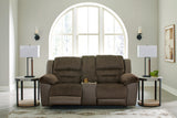 Dorman Chocolate Reclining Loveseat with Console