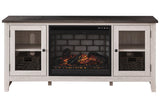Dorrinson Two-tone 60" TV Stand with Electric Fireplace by Ashley at Eve Furniture