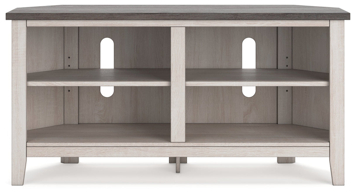 Dorrinson Two-tone Corner TV Stand