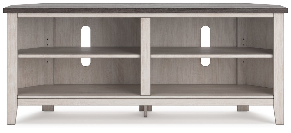 Dorrinson Two-tone Corner TV Stand