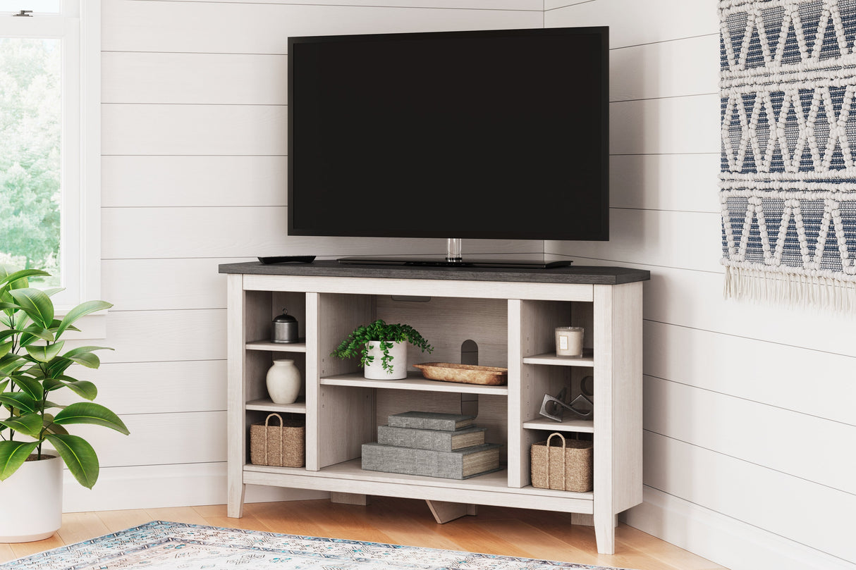 Dorrinson Two-tone Corner TV Stand