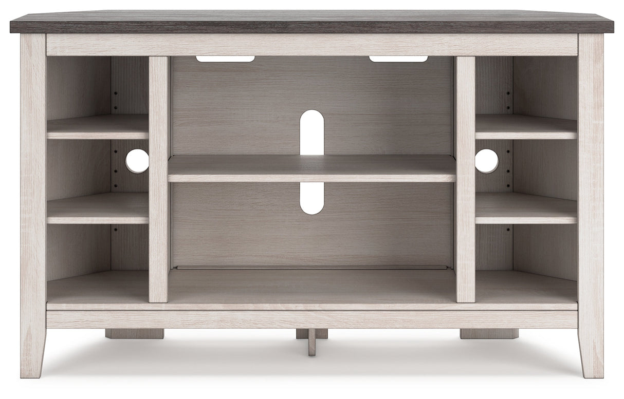 Dorrinson Two-tone Corner TV Stand