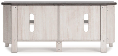 Dorrinson Two-tone Corner TV Stand by Ashley at Eve Furniture