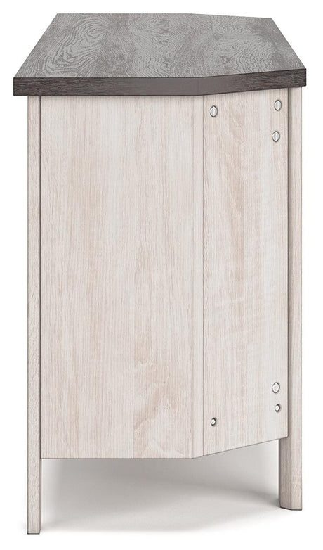 Dorrinson Two-tone Corner TV Stand by Ashley at Eve Furniture