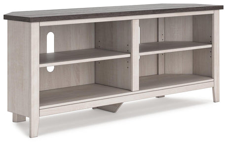 Dorrinson Two-tone Corner TV Stand by Ashley at Eve Furniture