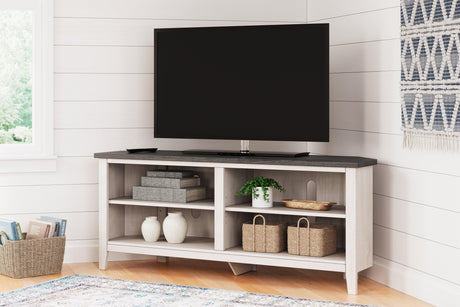 Dorrinson Two-tone Corner TV Stand by Ashley at Eve Furniture