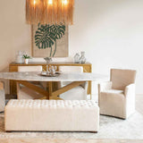 D'Orsay 59" Upholstered Bench in Beige Linen