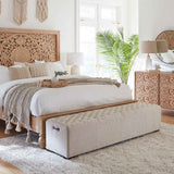 D'Orsay 79" Upholstered Bench in Beige Linen