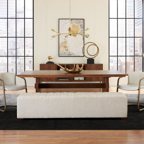 D'Orsay 79" Upholstered Bench in Beige Linen by Home Trends & Design at Eve Furniture