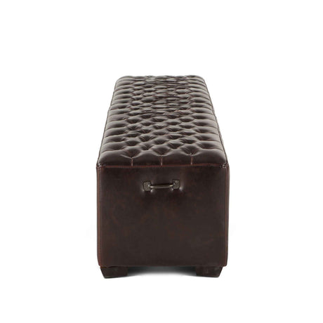 D'Orsay 79" Upholstered Bench in Brown Leather by Home Trends & Design at Eve Furniture