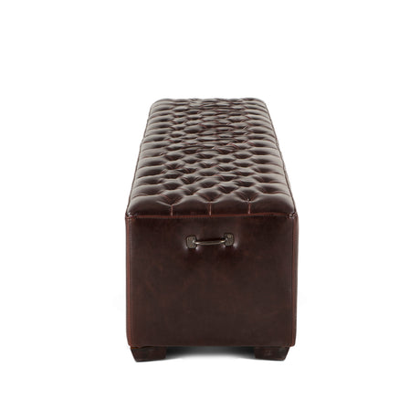 D'Orsay 79" Upholstered Bench in Brown Leather by Home Trends & Design at Eve Furniture