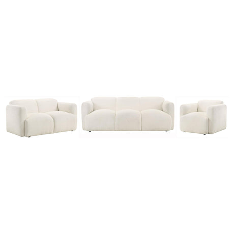 Dorset 3-piece Upholstered Round Track Arm Sofa Set White by Coaster at Eve Furniture