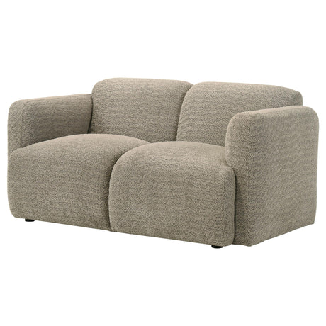 Dorset Brown Fabric Upholstered Round Track Arm Loveseat by Coaster at Eve Furniture