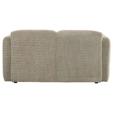 Dorset Brown Fabric Upholstered Round Track Arm Loveseat by Coaster at Eve Furniture