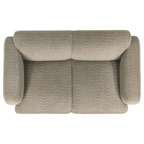 Dorset Brown Fabric Upholstered Round Track Arm Loveseat by Coaster at Eve Furniture