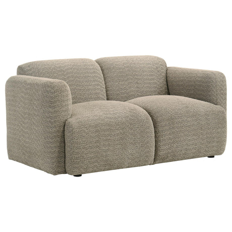 Dorset Brown Fabric Upholstered Round Track Arm Loveseat by Coaster at Eve Furniture
