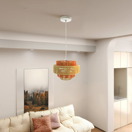 Dorset Pendant Lamp - White and Natural/Terracotta by Ashcroft Furniture at Eve Furniture