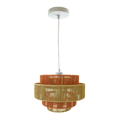 Dorset Pendant Lamp - White and Natural/Terracotta by Ashcroft Furniture at Eve Furniture