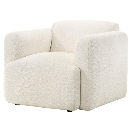 Dorset White Fabric Upholstered Round Track Arm Accent Chair by Coaster at Eve Furniture
