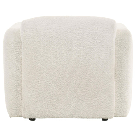 Dorset White Fabric Upholstered Round Track Arm Accent Chair by Coaster at Eve Furniture