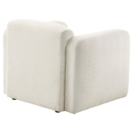 Dorset White Fabric Upholstered Round Track Arm Accent Chair by Coaster at Eve Furniture
